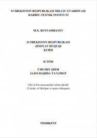 O‘ZBEKISTON RESPUBLIKASI JINOYAT HUQUQI KURSI II TOM UMUMIY QISM JAZO HAQIDA TA’LIMOT