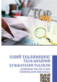 Олий таълимнинг ўқув-меъёрий ҳужжатлари таҳлили (дунёнинг топ-500 талик олийгоҳлари мисолида)