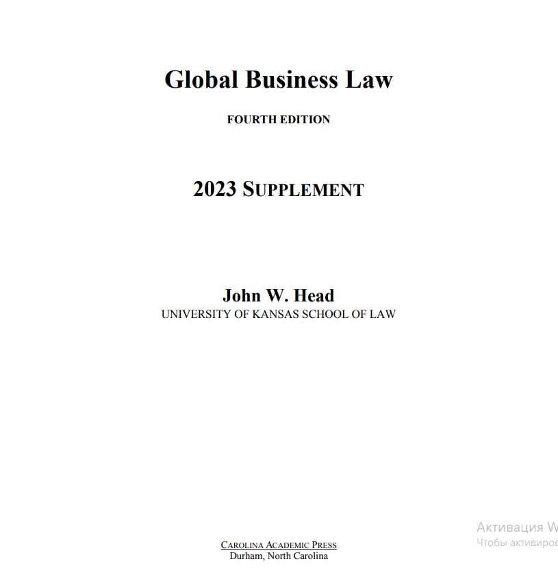 Global Business Law FOURTH EDITION 2023 SUPPLEMENT