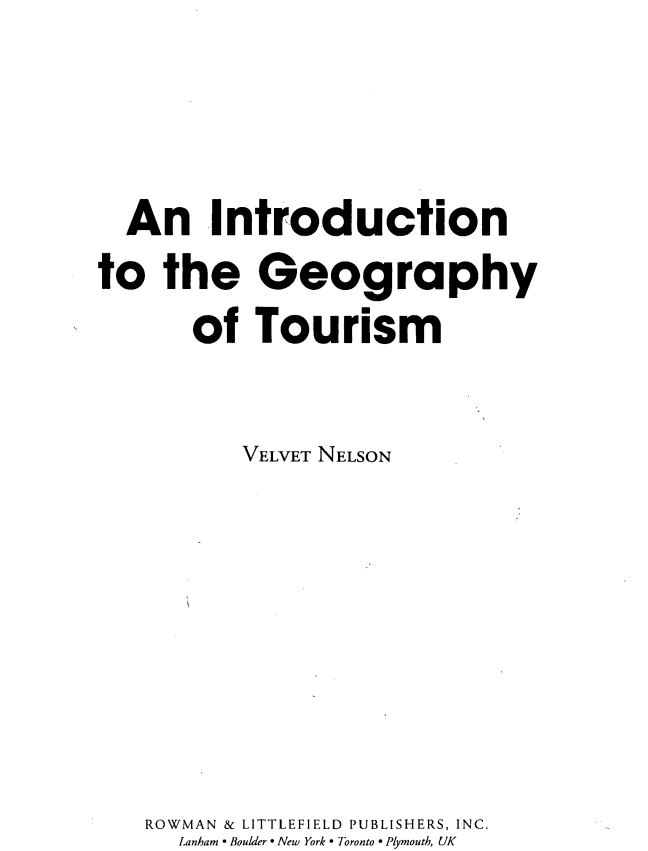An Introduction to the Geography of Tourism